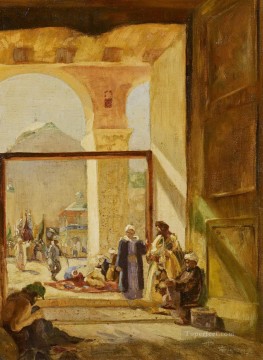 ダマスカスのウマイヤ・モスクのアトリウム グスタフ・バウアーンファインド オリエンタリスト Oil Paintings